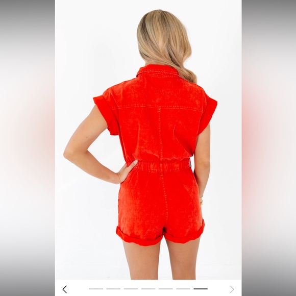Red Utility Romper - Picture 3 of 3